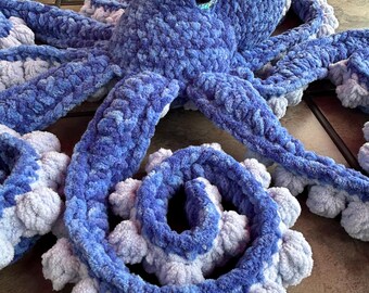Blue Anchor the Octopus - Customizable Anchor the Octopus Plush Toy - Blue Variegated Octopus - Oversized Octopus Stuffed Animal