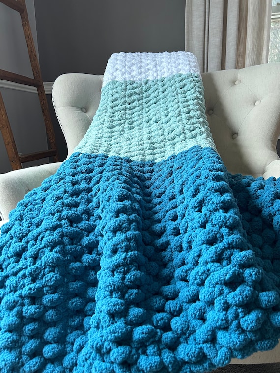 Chunky knit blanket teal hotsell