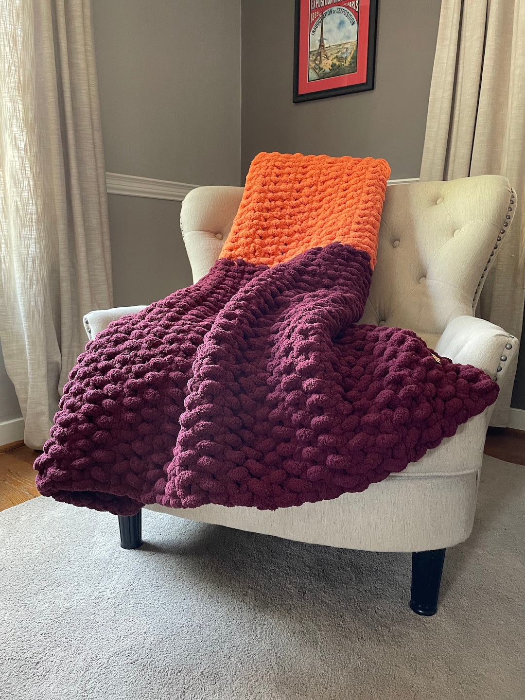 Virginia Blanket Chunky Knit Blanket Virginia Dorm Throw Etsy