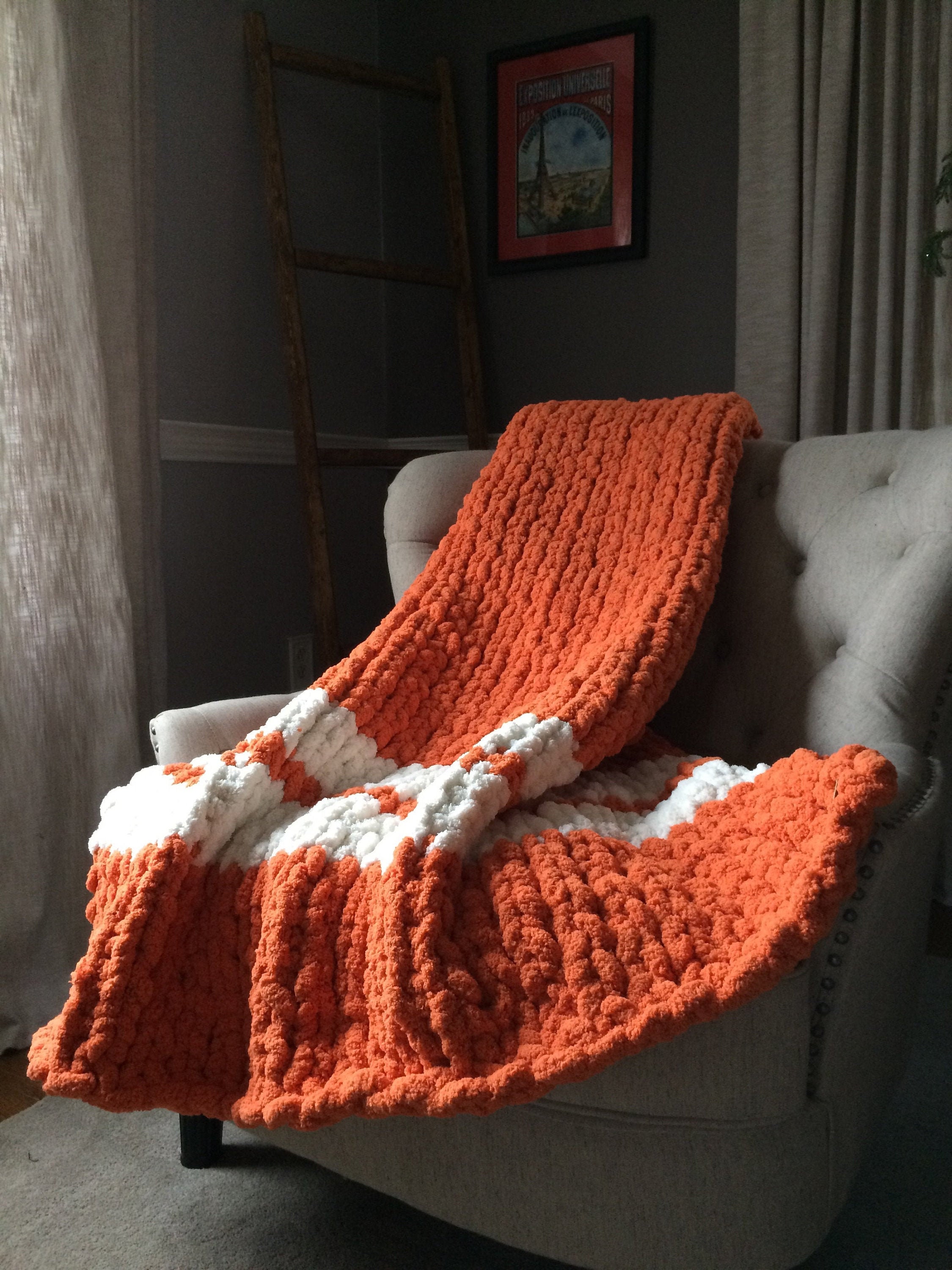 Tennessee Orange Blanket Chunky Knit Orange Throw Tennessee Orange and White Throw Blanket Soft Chenille Blanket Orange Knit Throw Etsy Canada