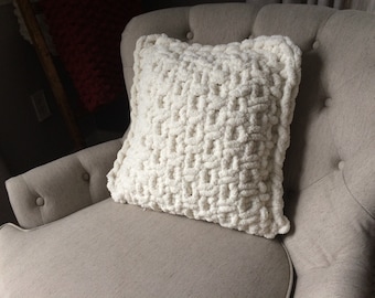 Ivory Pillow - Chunky Knit Pillow - Knit Pillow - Couch Pillow - Chenille Pillow - Soft Pillow - Cozy Knit Pillow - Hypoallergenic Pillow
