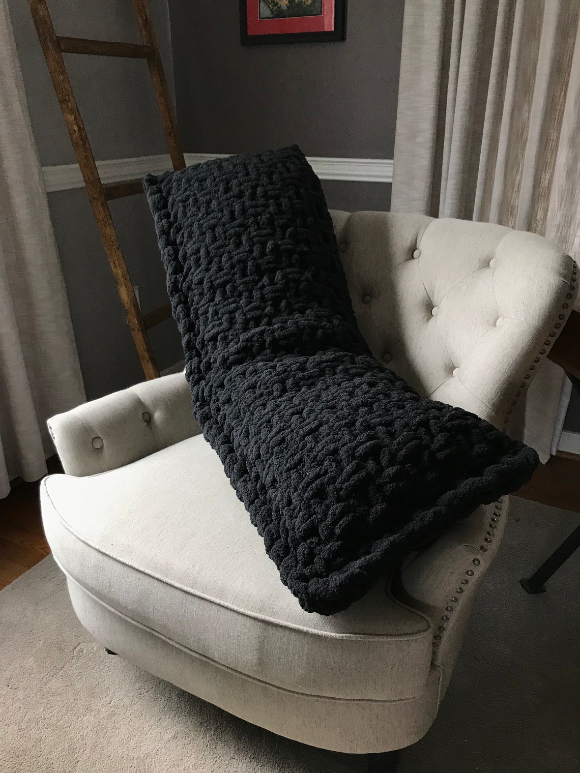Black Body Pillow Chunky Knit Body Pillow Etsy