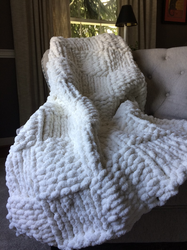 Ivory Blanket Chunky Knit Blanket Super Chunky Throw Etsy