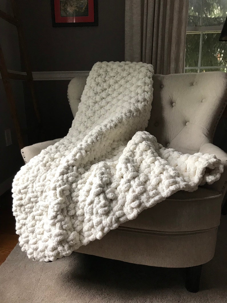 Ivory Farmhouse Blanket Soft Knitted Ivory Throw Chunky Etsy
