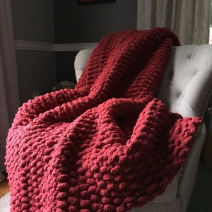 Chunky knit red blanket hot sale