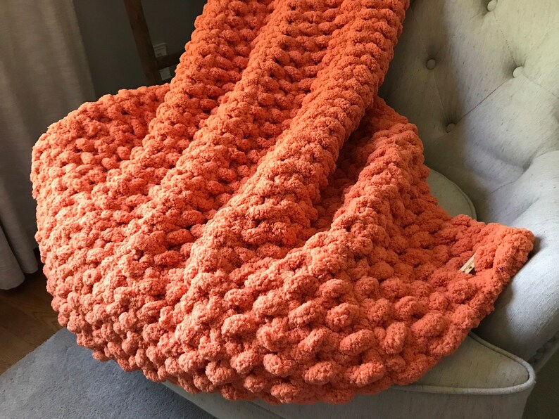 Orange Blanket Chunky Knit Blanket Chunky Orange Throw Etsy UK