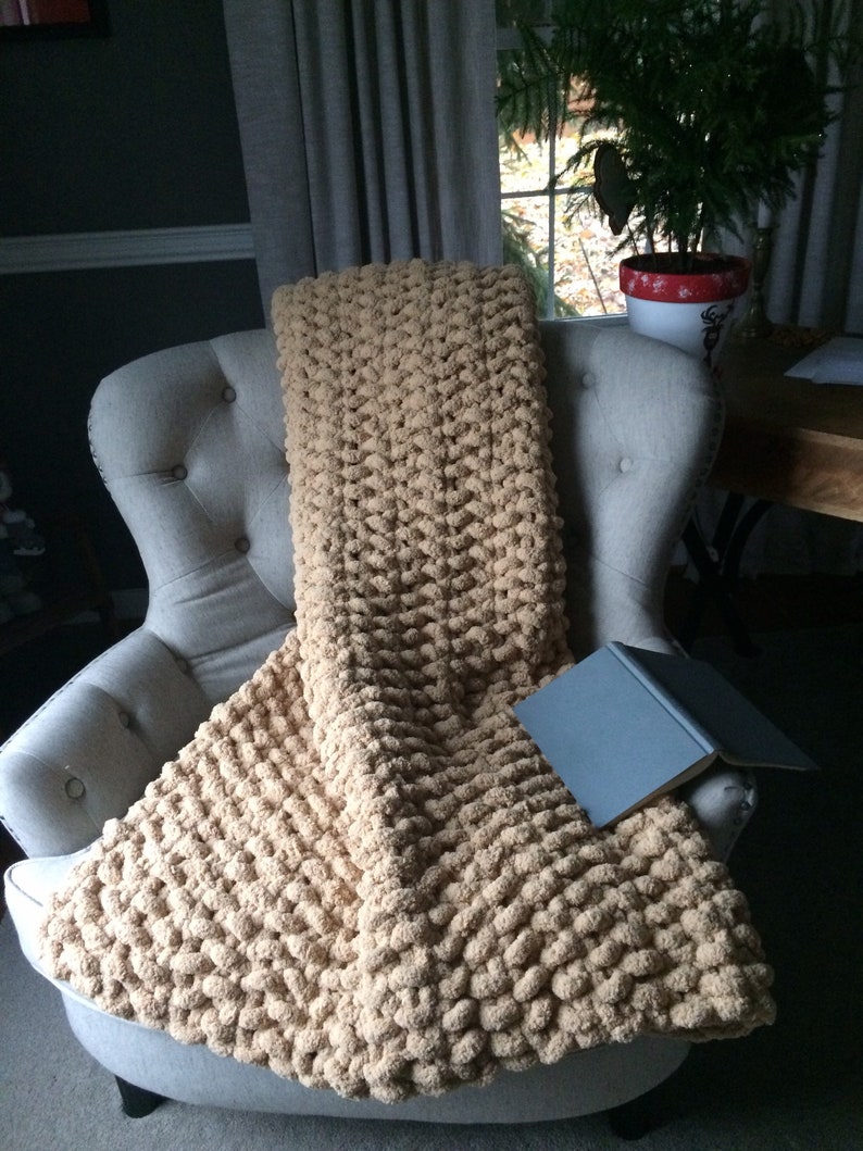 Beige Blanket Chunky Knit Blanket Super Chunky Throw Etsy