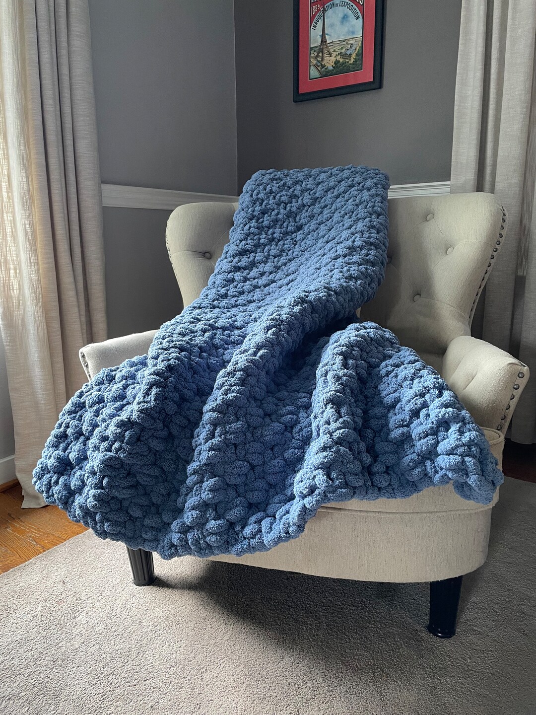 Matt Knit Blanket - Blue main image 1