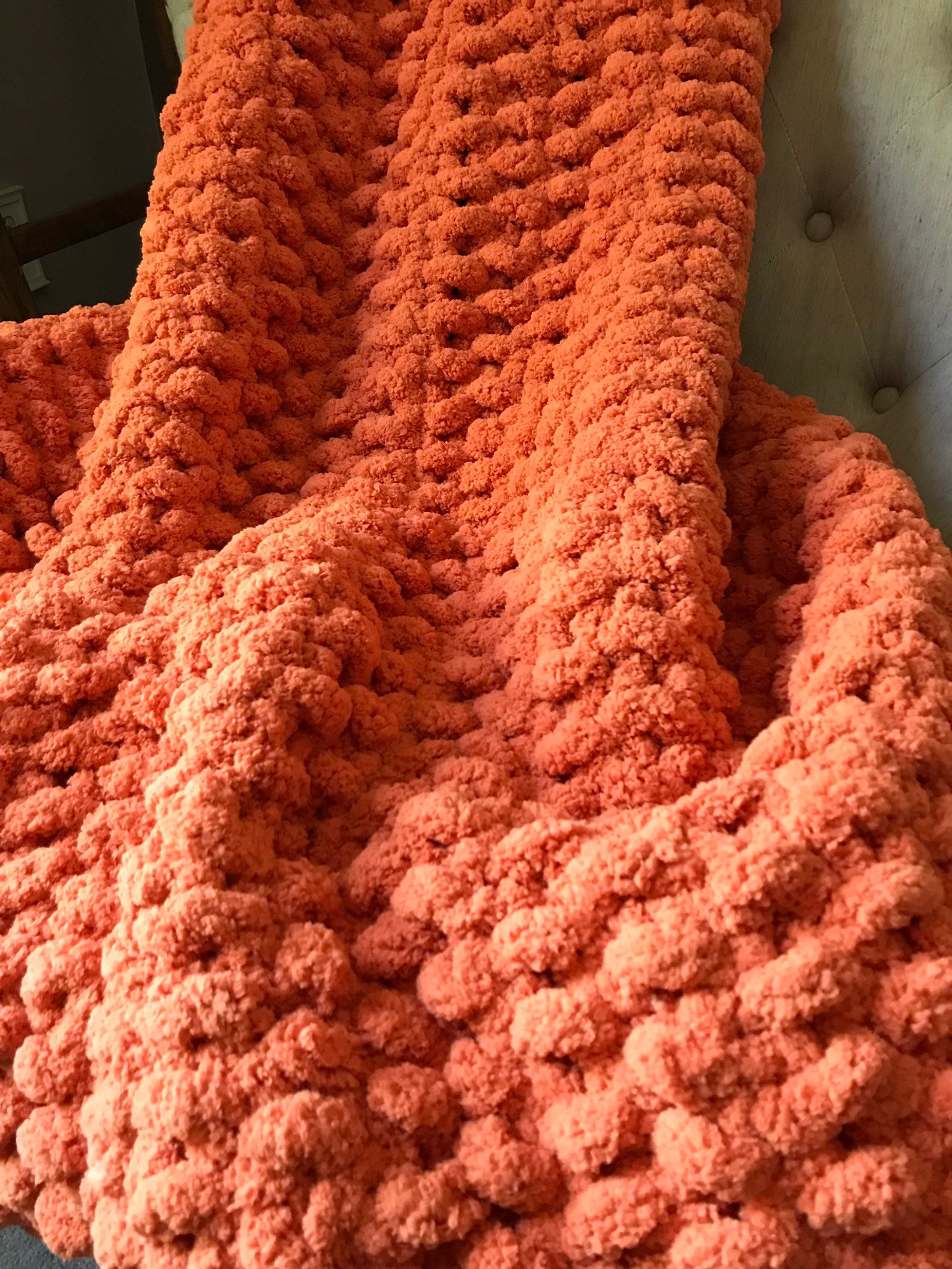 Orange Blanket Chunky Knit Blanket Chunky Orange Throw Etsy UK