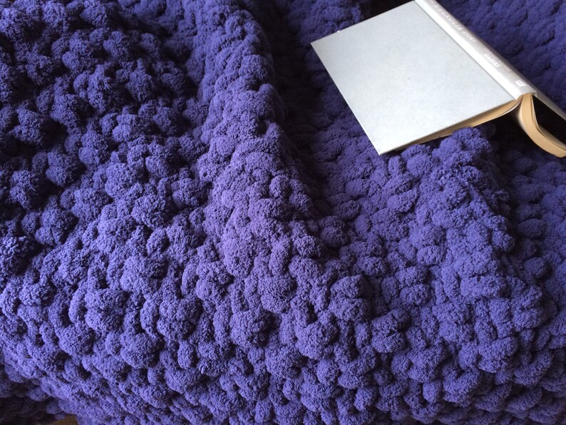 Navy Blue Blanket Chunky Knit Blanket Dark Blue Blanket Etsy