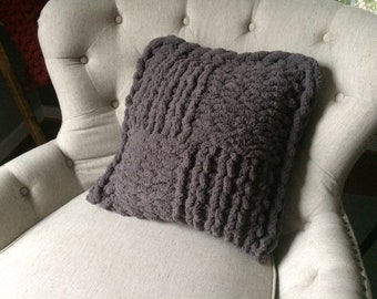 Chunky Knit Pillow - Knit Pillow - Chenille Pillow - Throw Pillow - Couch Pillow - Cozy Pillowcase - Pink Pillow - Gray Pillow - Cozy Pillow