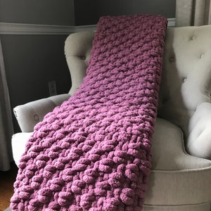 Pink Mauve Throw Blanket - Chunky Knit Blanket - Super Chunky Knit Throw - Soft Knit Blanket - Warm Chenille Knit Blanket - Cozy Throw