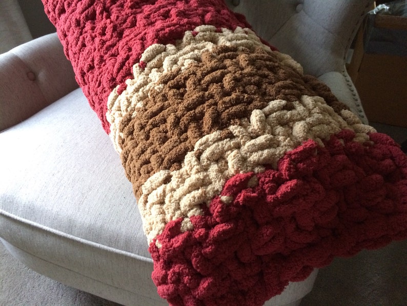 20x52 Chunky Knit Chenille Cushion Cranberry Khaki and Brown Body Pillow Oversized Bed Pillowcase