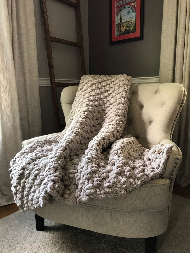 Gray Blanket Chunky Knit Blanket Soft Knit Throw Super Etsy