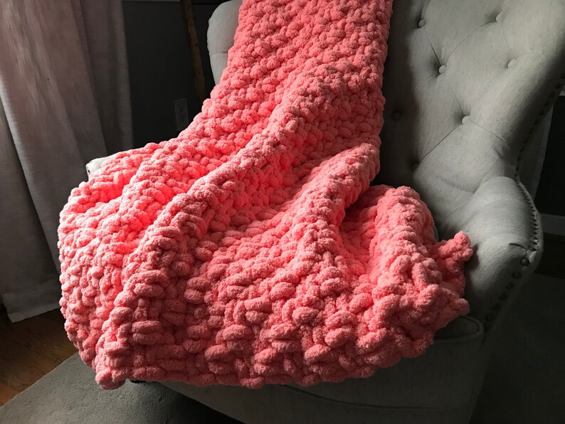 Coral Blanket Coral Knit Throw Soft Chunky Blanket Chunky Etsy
