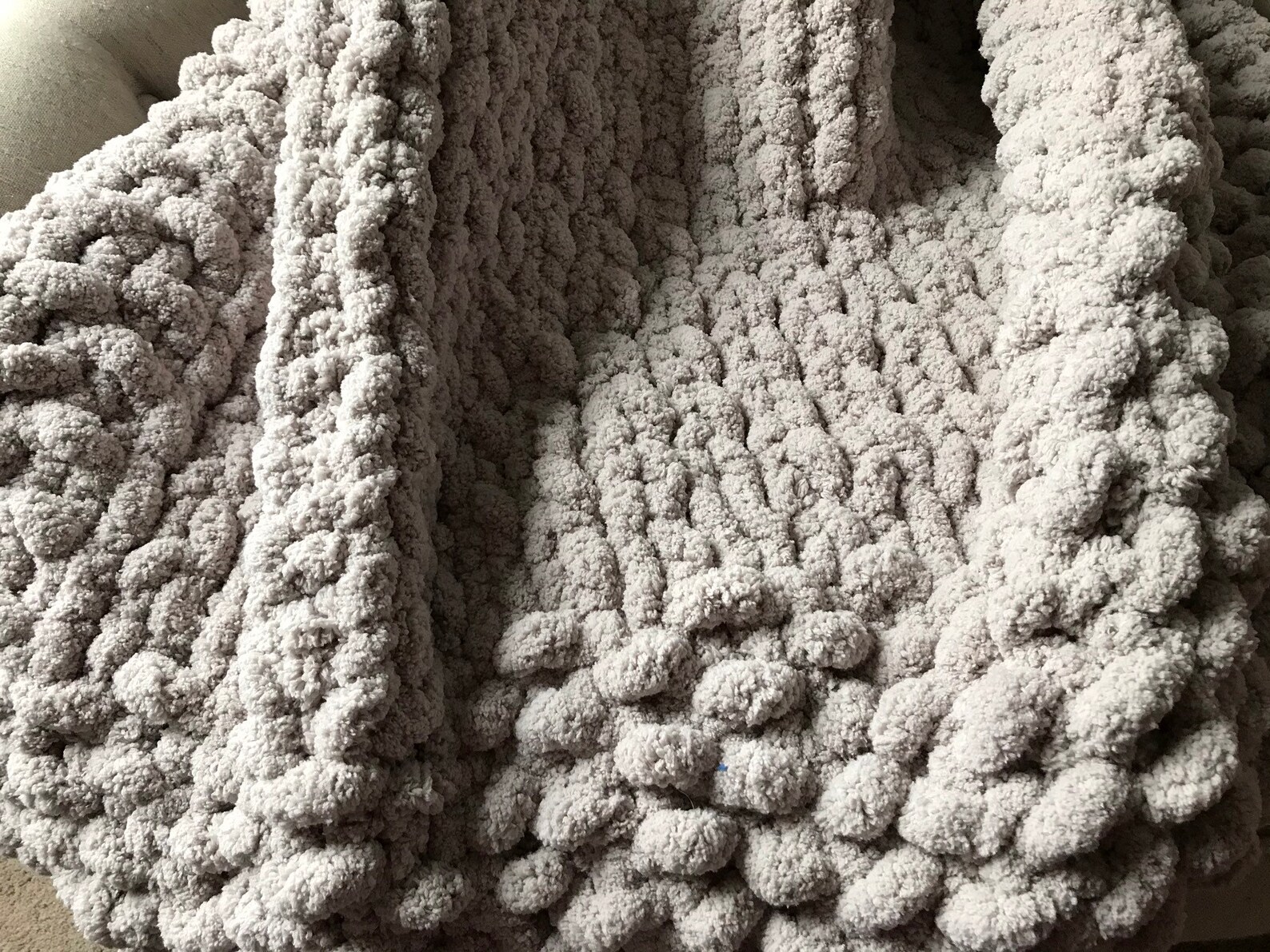 Chunky Knit Blanket Light Gray Throw Soft Knit Blanket Etsy