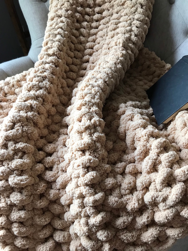 Beige Blanket Chunky Knit Blanket Super Chunky Throw Etsy