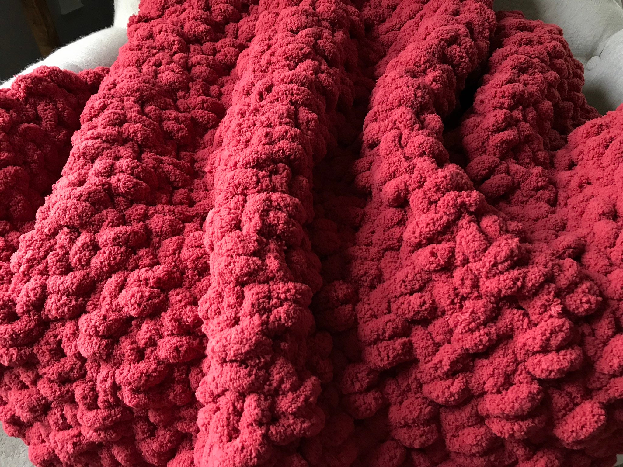 Cranberry Blanket Chunky Knit Blanket Red Blanket Etsy Australia