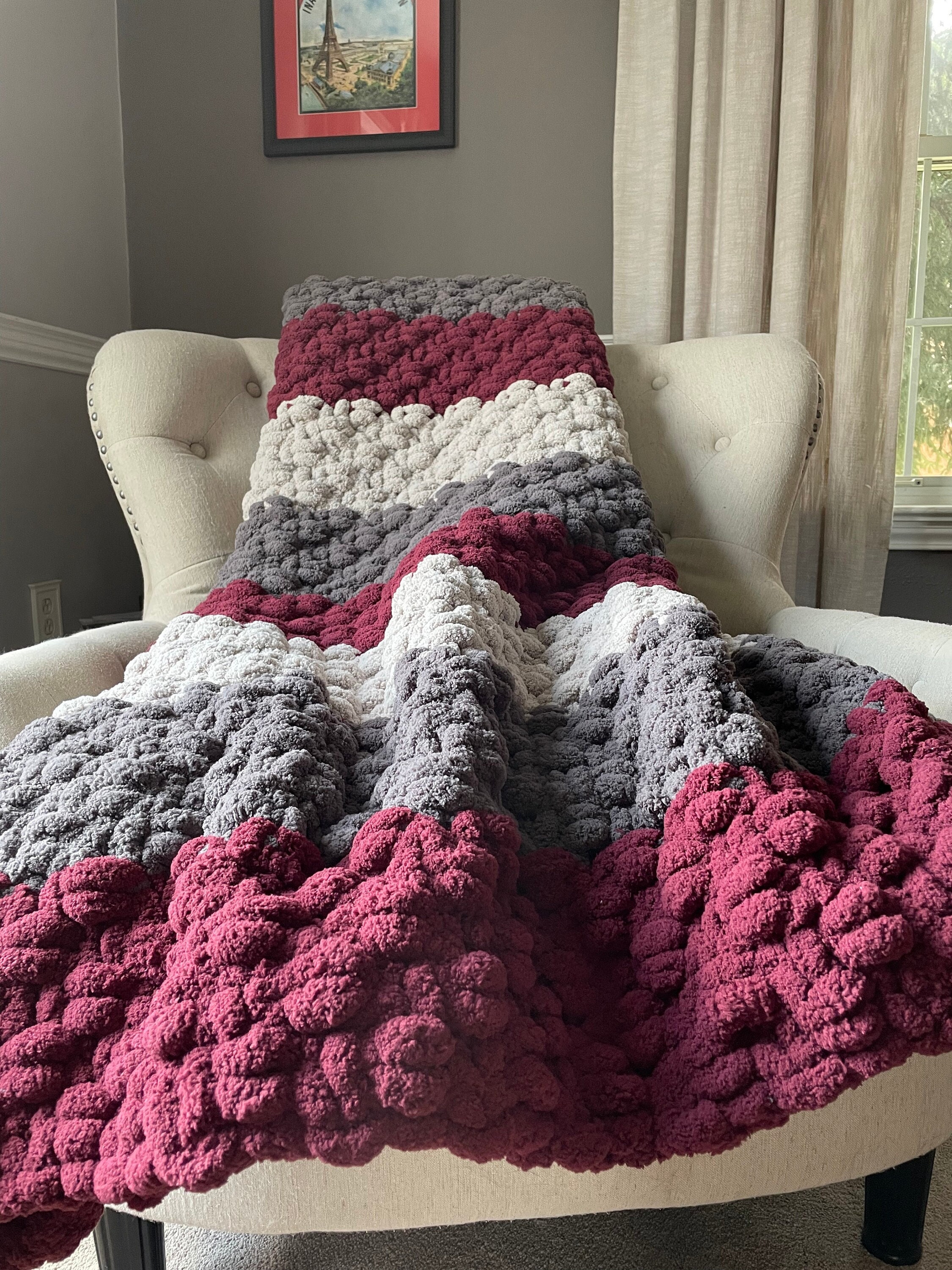 Burgundy Striped Blanket Chunky Knit Blanket Gray Striped Blanket Chunky Striped Throw Blanket Soft Chenille Throw Cozy Knit Throw Etsy Canada