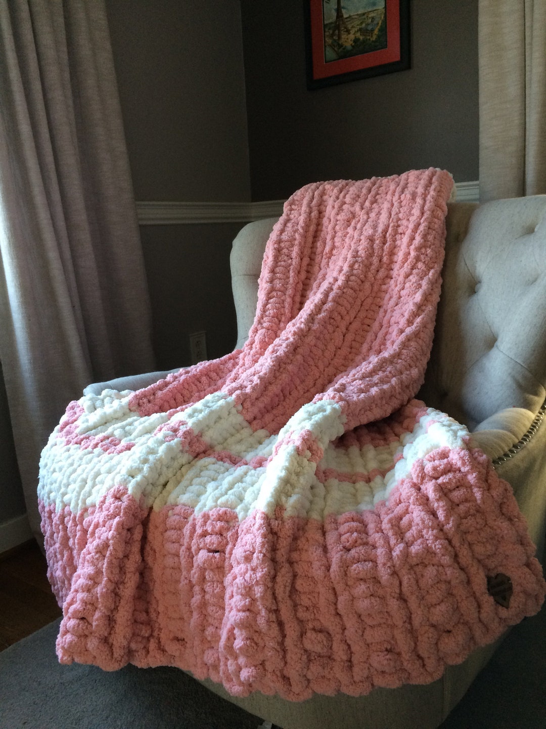 White Blanket- Rock a Bye Pink