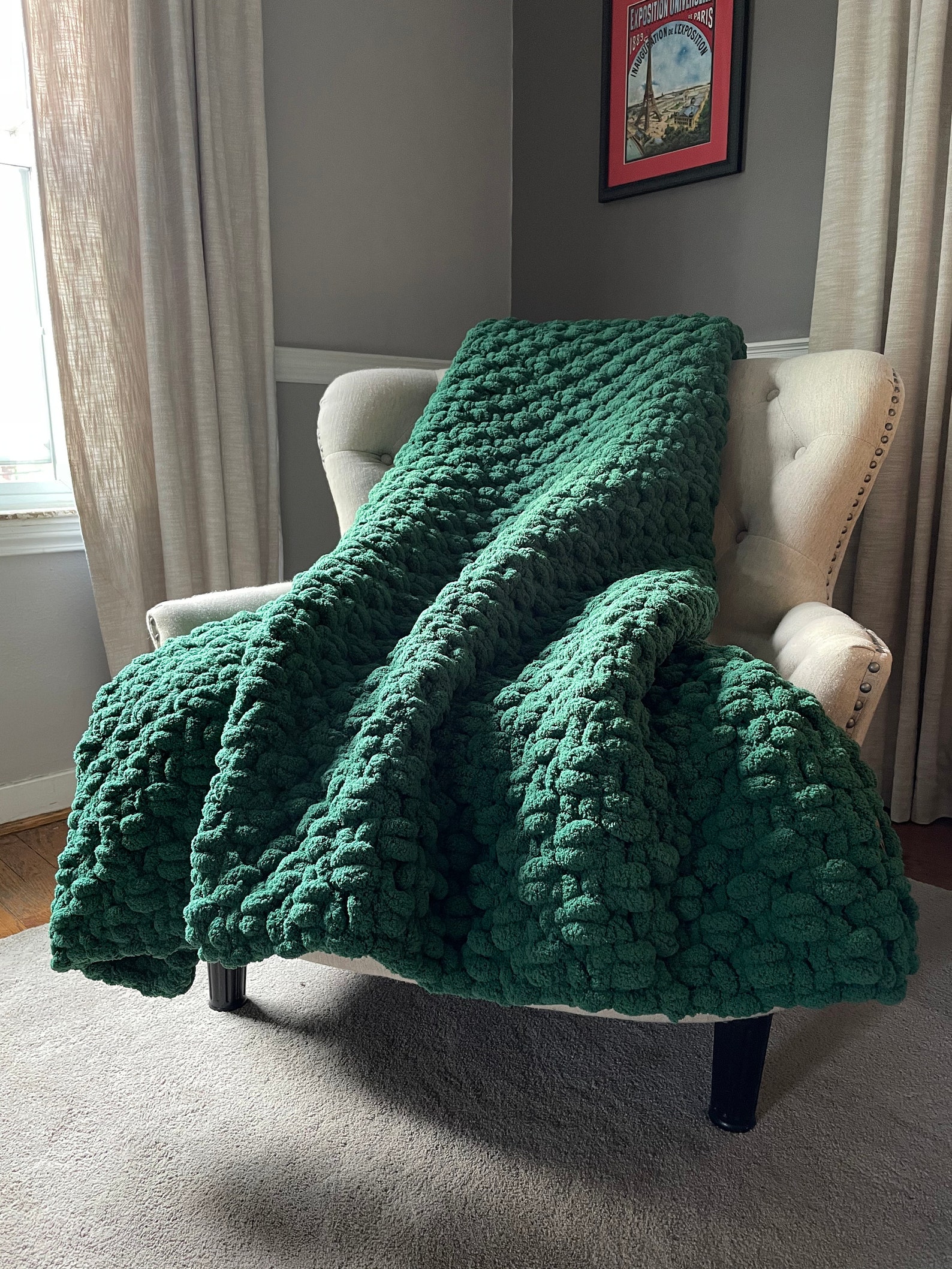 Forest Green Blanket Chunky Knit Blanket Super Chunky Etsy New Zealand