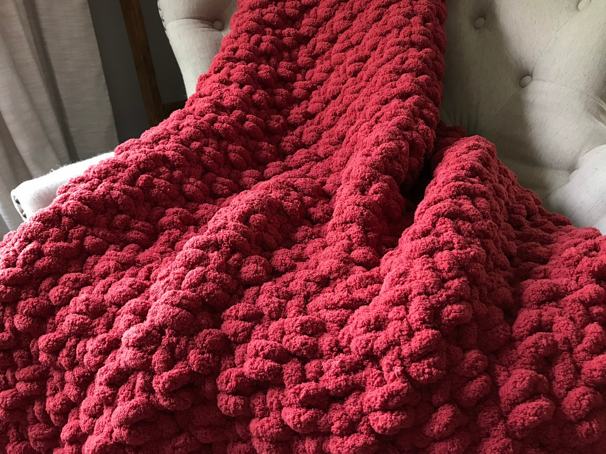 Cranberry Blanket Chunky Knit Blanket Red Blanket Etsy Australia