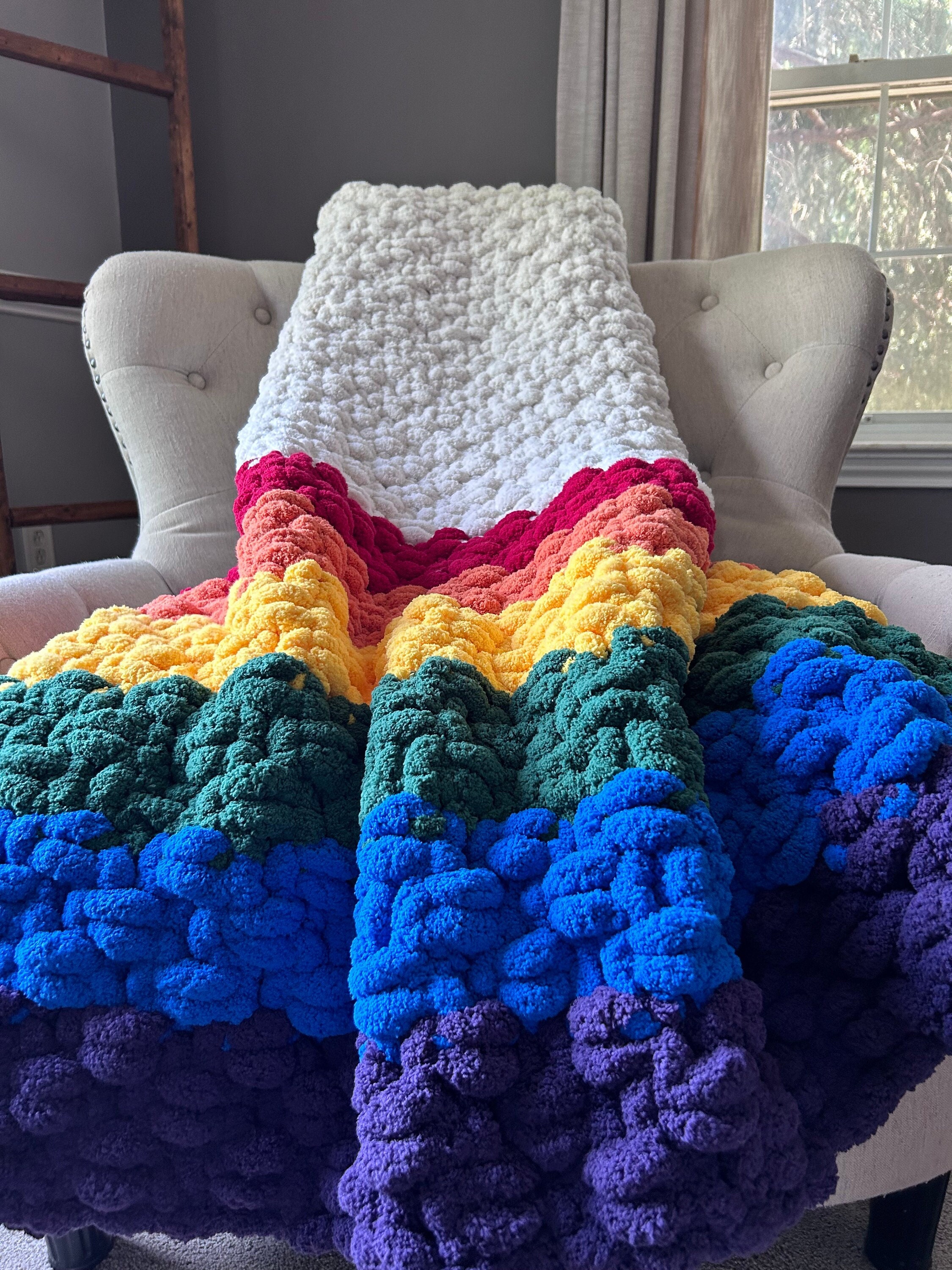 Rainbow Pride Chunky Knit Throw Blanket - Etsy