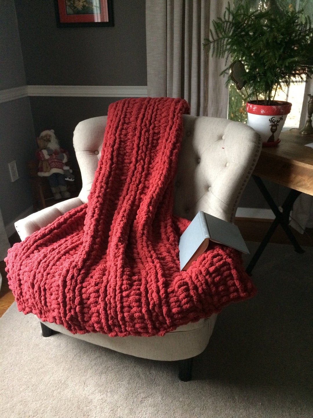 Chunky Knit Blanket Red Throw Blanket Chunky Red Blanket Chunky