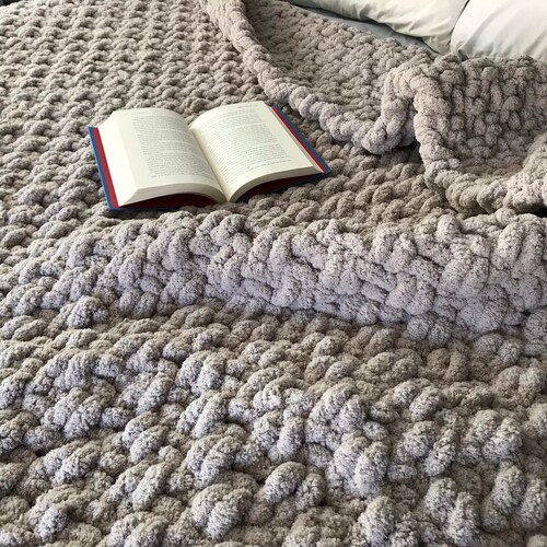 Gray Blanket Chunky Knit Blanket Soft Knit Throw Super Etsy