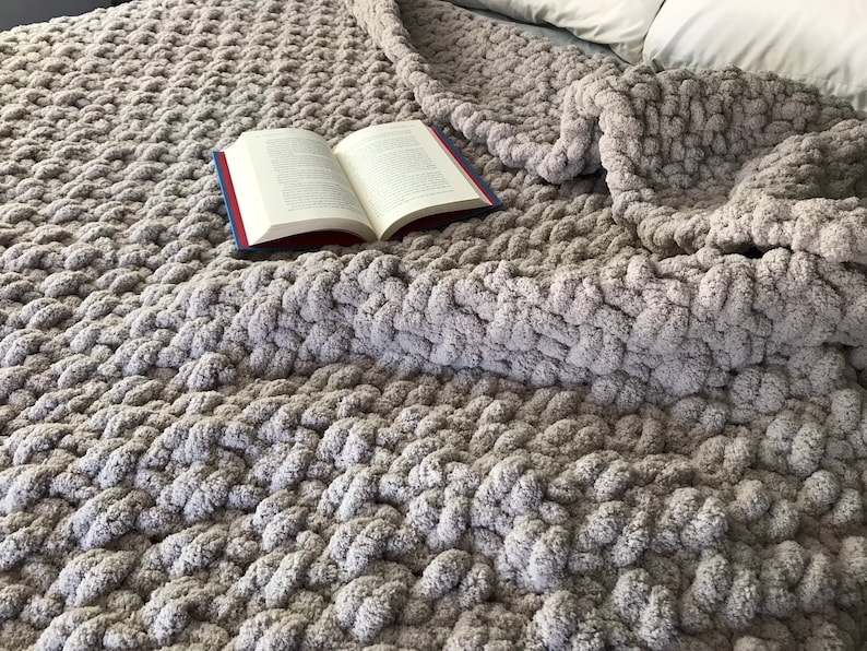 Gray Blanket Chunky Knit Blanket Soft Knit Throw Super Etsy