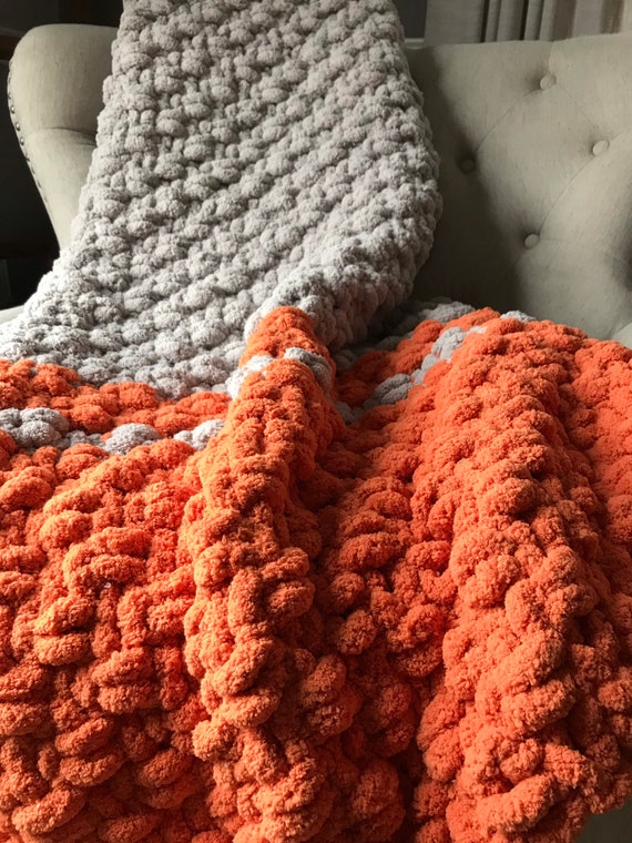 Orange Chunky Chenille Yarn Soft Thick Arm Knitting Crocheted Blanket Yarn  Giant Knit Blanket?Yarn,Moms Present
