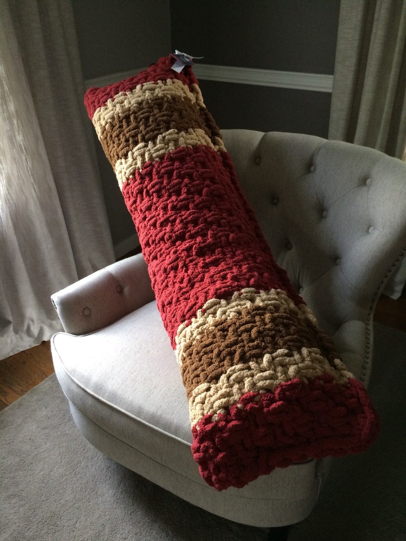 20x52 Chunky Knit Chenille Cushion Cranberry Khaki and Brown Body Pillow Oversized Bed Pillowcase