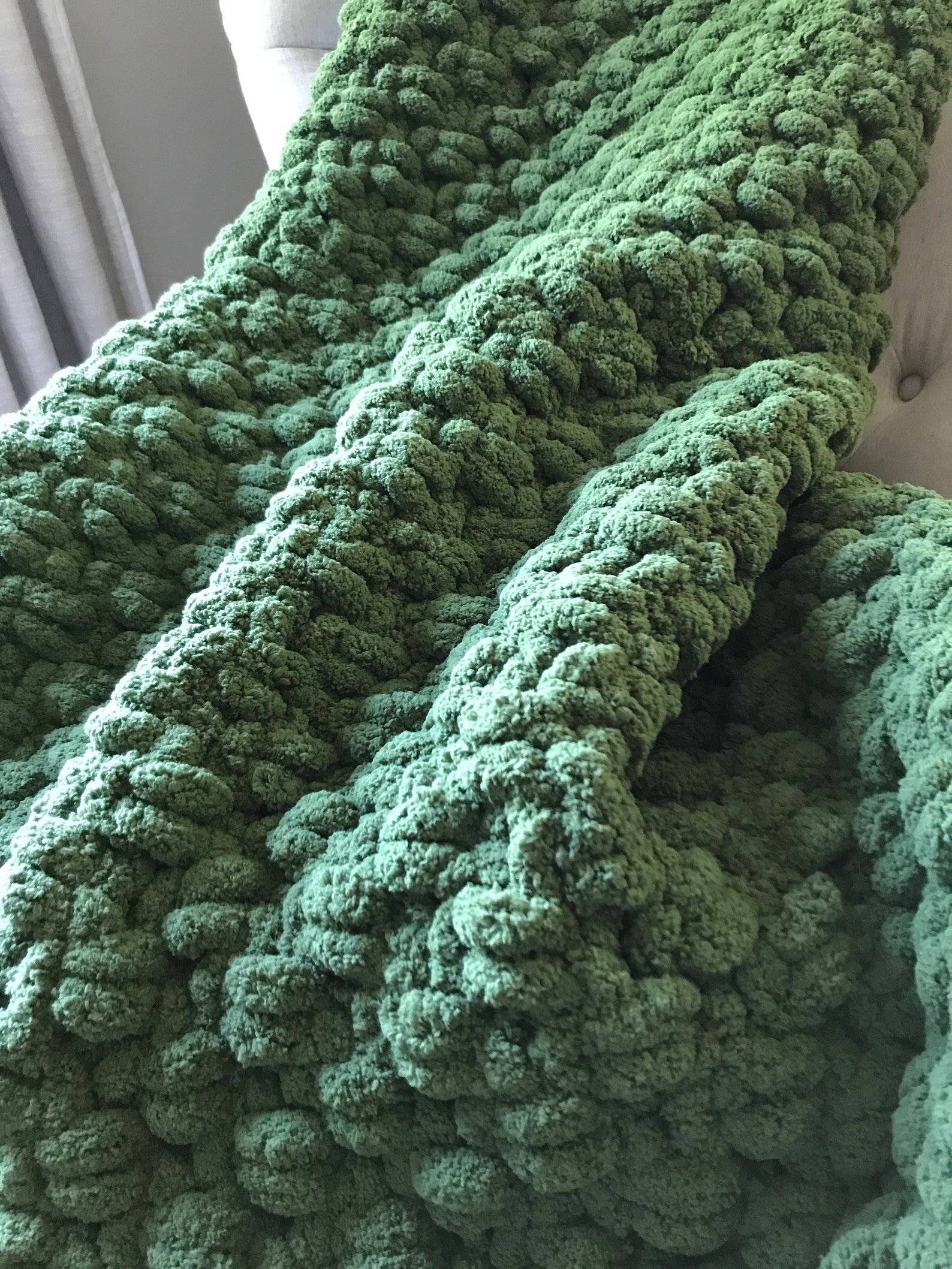 Olive Green Blanket Chunky Knit Blanket Green Throw Etsy UK