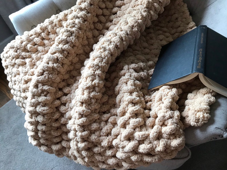 Beige Blanket Chunky Knit Blanket Super Chunky Throw Etsy
