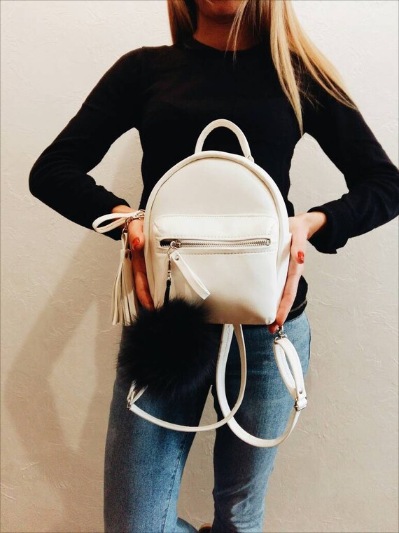 Leather backpack Meli Melo White in Leather - 24590303