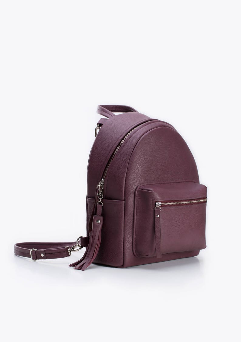 purple leather backpack purse