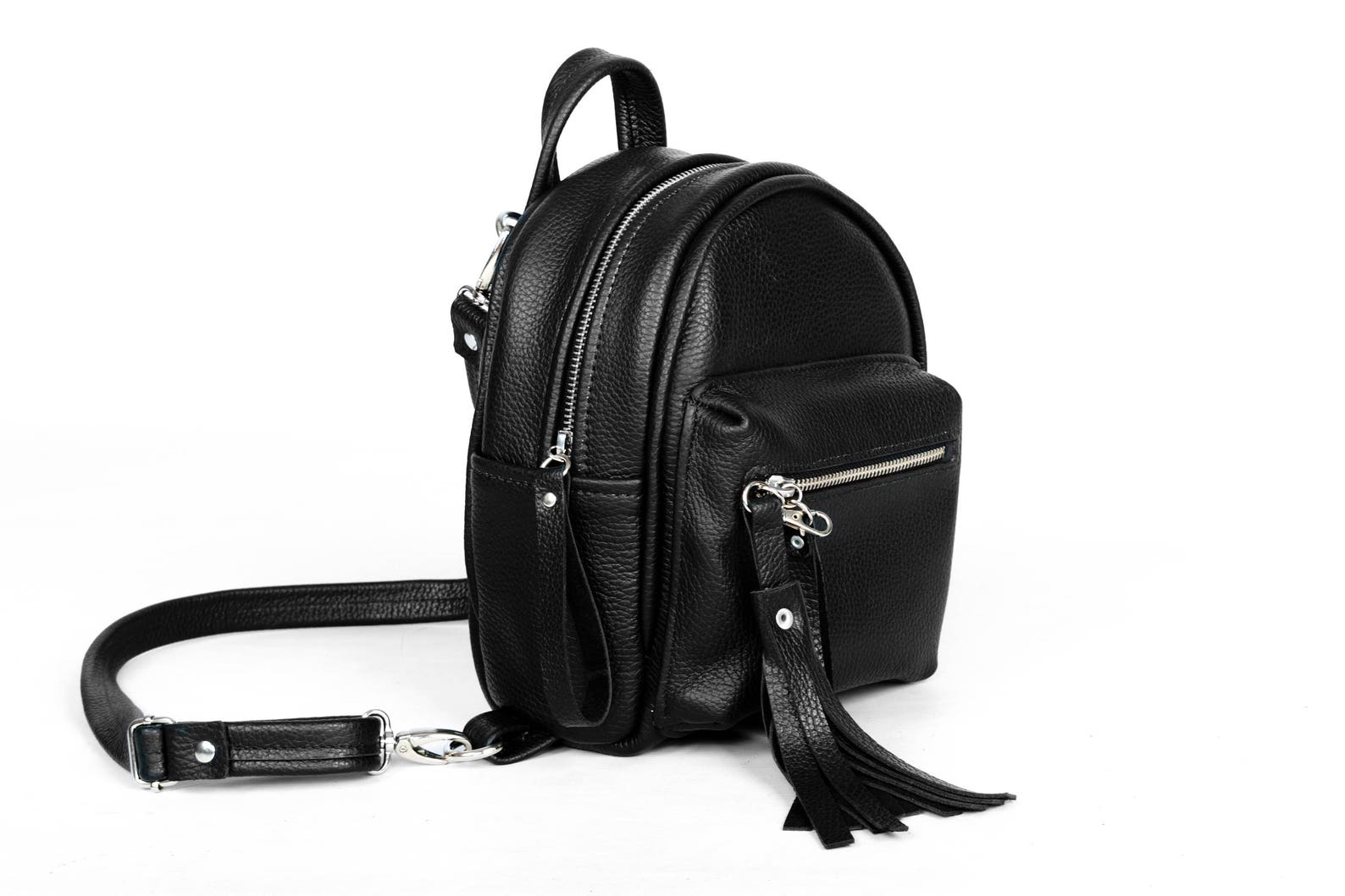 Black Leather Backpack Leather Backpack Black Mini Backpack Etsy