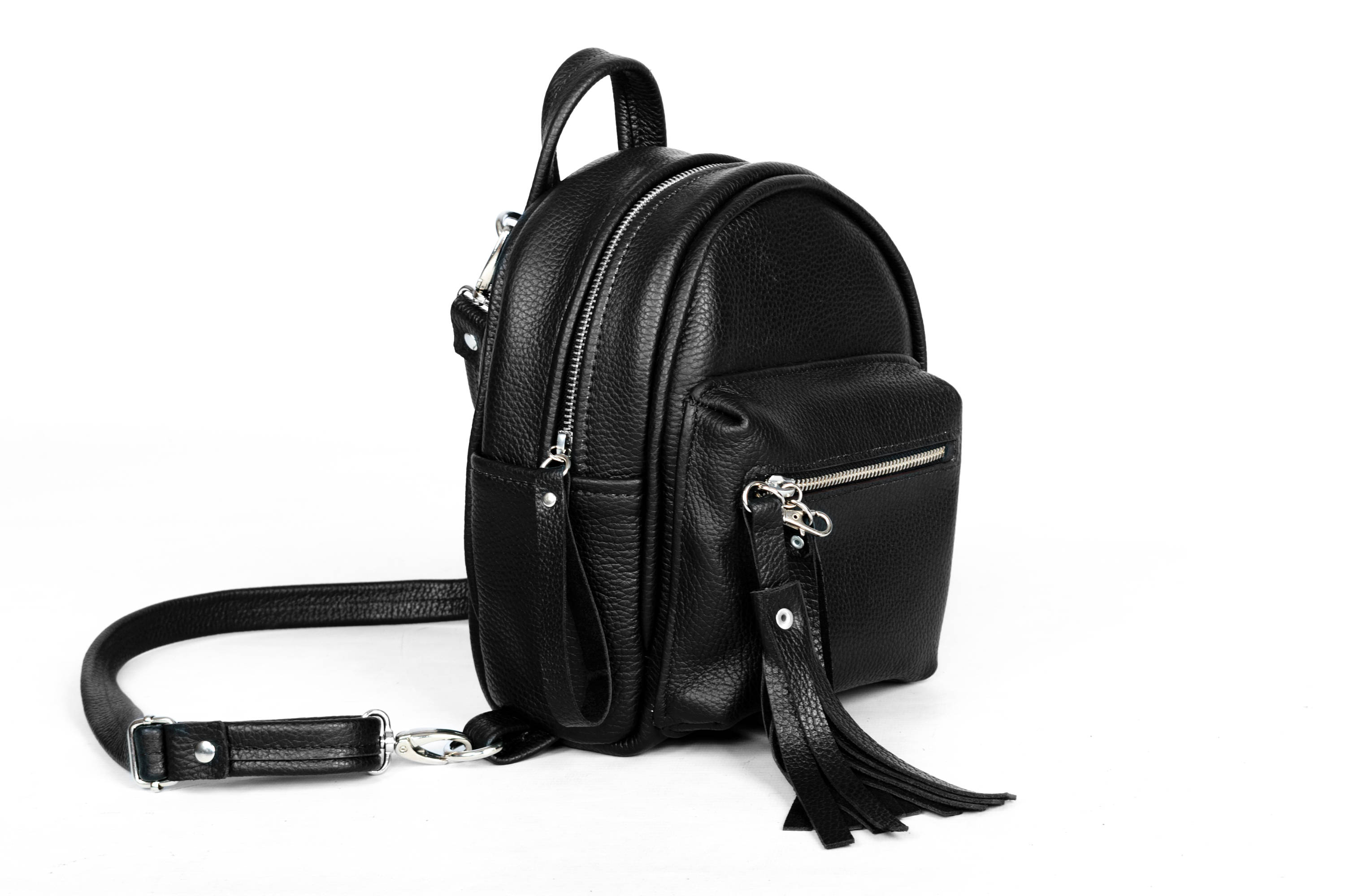 Black Leather Backpack Leather Backpack Black Mini Backpack Etsy