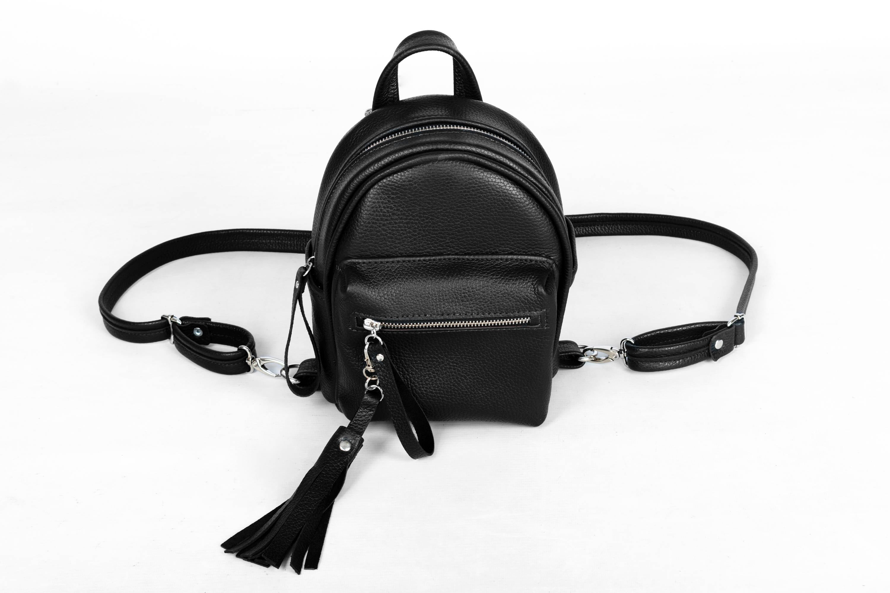 Black Leather Backpack Leather Backpack Black Mini Backpack Etsy