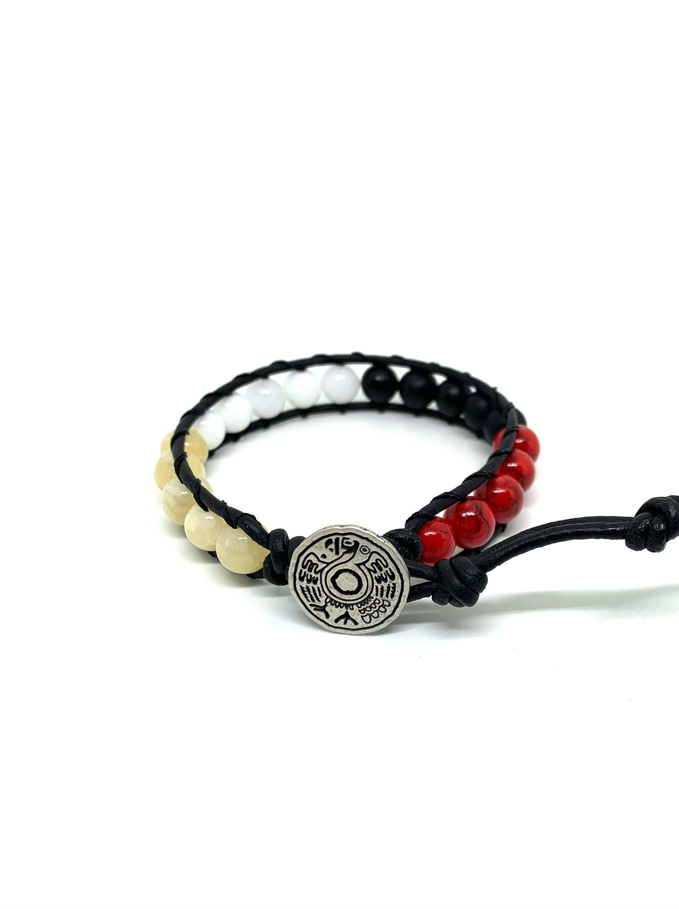 Black leather medicine wheel bracelet, indigenous bracelet, healing bracelet, native bracelet, men’s bracelet, men’s wrap bracelet
