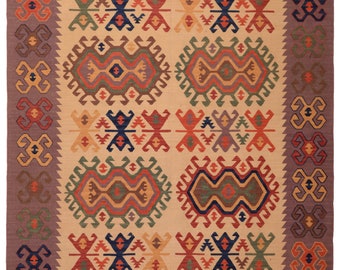 Tapis Kilim Tibetain 229 x 164 cm - Laine - Hand Made - Livraison Gratuite