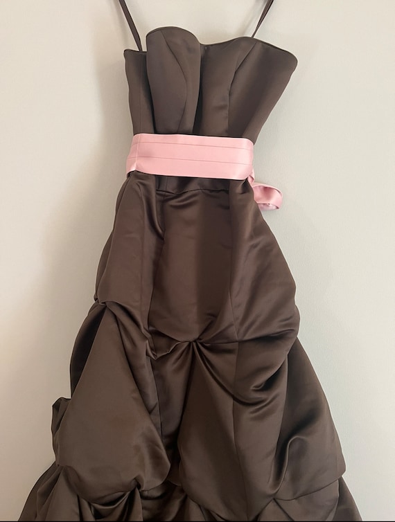 Coquette Brown and Pink Vintage Evening Prom Dres… - image 4