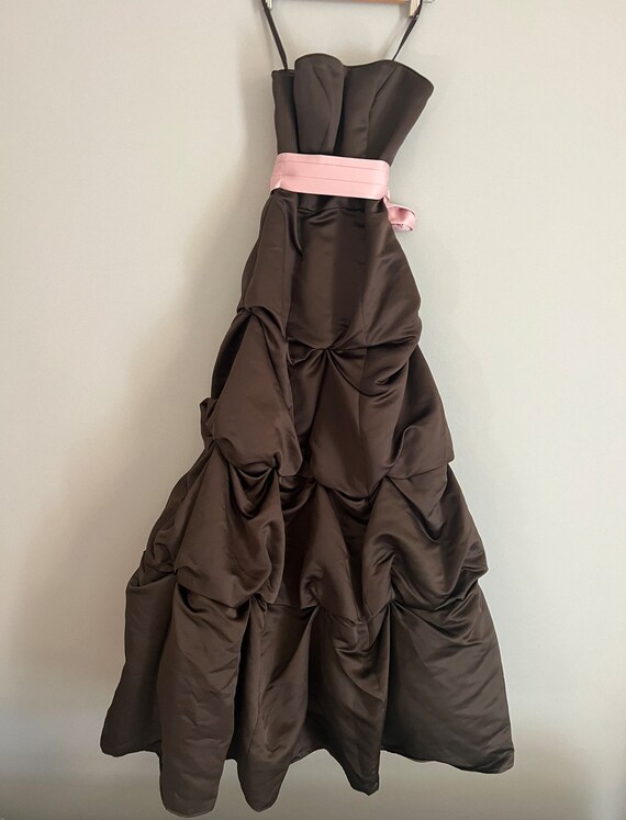 Coquette Brown and Pink Vintage Evening Prom Dres… - image 2