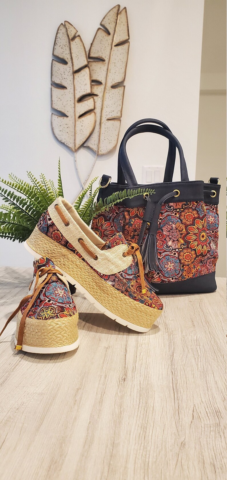 Women Blue Slip on Shoes Blue Pattern Shoes Handmade Shoes Colombian Style Ecofriendly Shoes