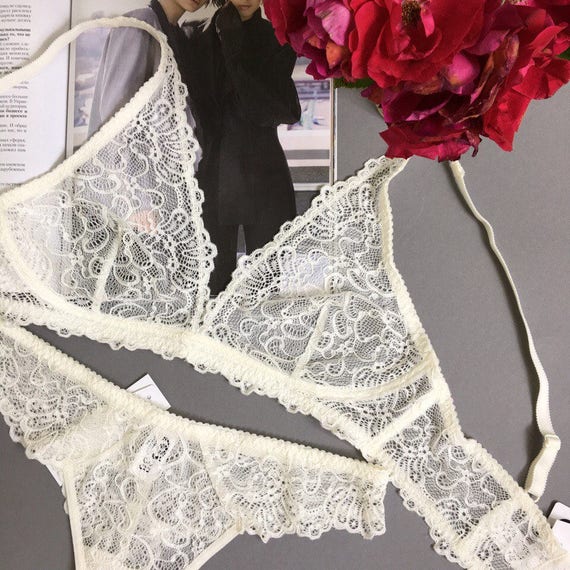 Sheer lingerie Set WHITE | Etsy