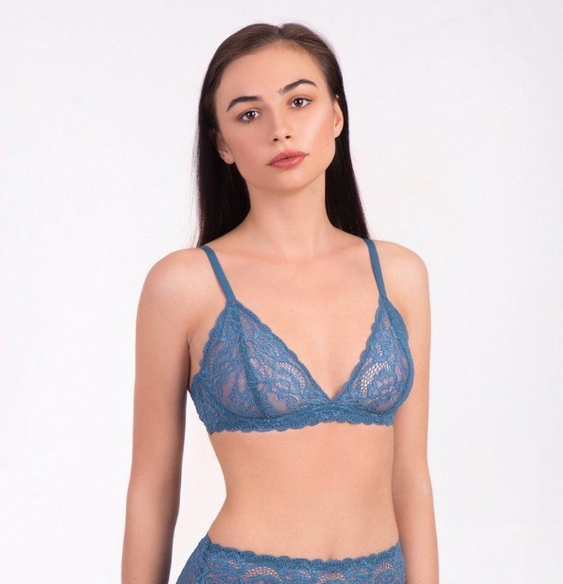 Lotus lingerie Set see through bra sheer lingerie set lace lingerie soft cup bra thong