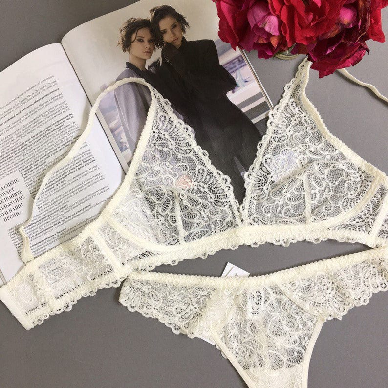 Sheer lingerie Set WHITE | Etsy