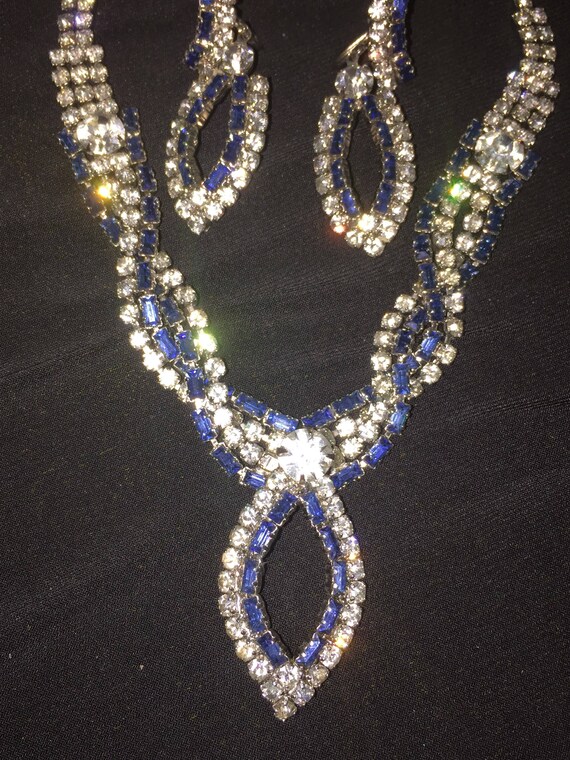 Vintage 40s Blue Ice Rhinestone Bridal Evening Cou