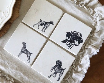 German Short Haired Pointer Coasters/ GSP Coasters/ Pointer gift/ marble coasters/ stone coasters