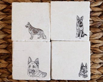 German Shepherd Coasters/ german shepherd gift/ german shepherd home decor/ stone coaster/drink coasters/ custom